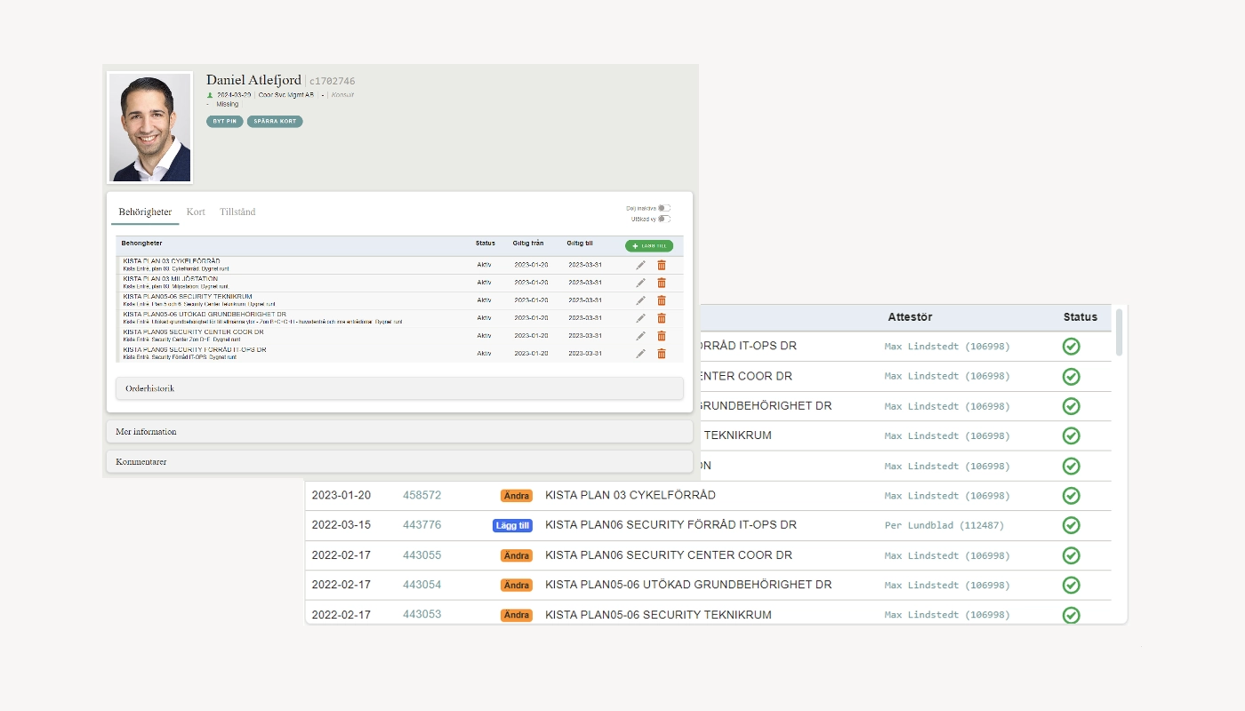 Smart ID portal för att beställa accesser, företags id och passerkort.